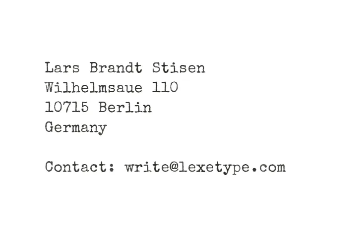 Typewriter snapshot containing the Impressum contact details